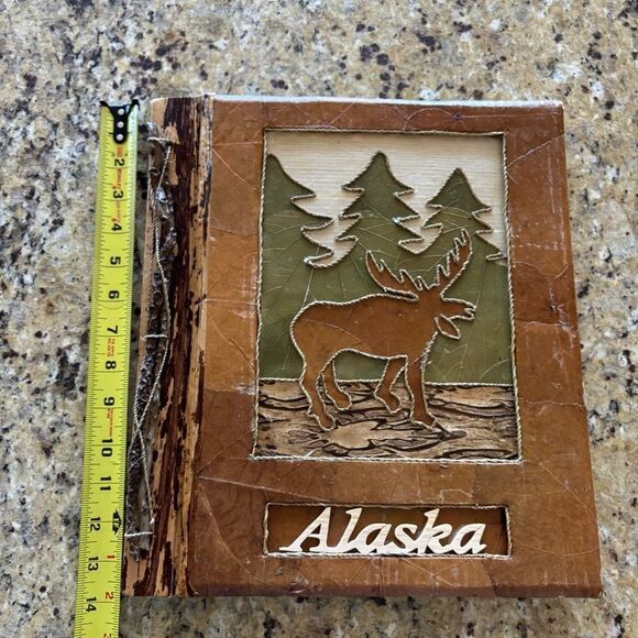 Balinese Natural Leaf Alaska moose wood imprint Large Photo Album - Picture 6 of 8